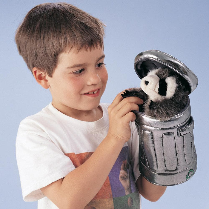 Raccoon in Garbage Can Stuffed Animal Puppet - Safari Ltd®