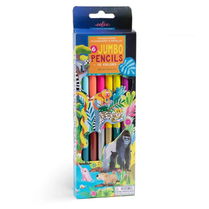 Rainforest Jumbo Metallic & Fluorescent Color Pencils - Safari Ltd®