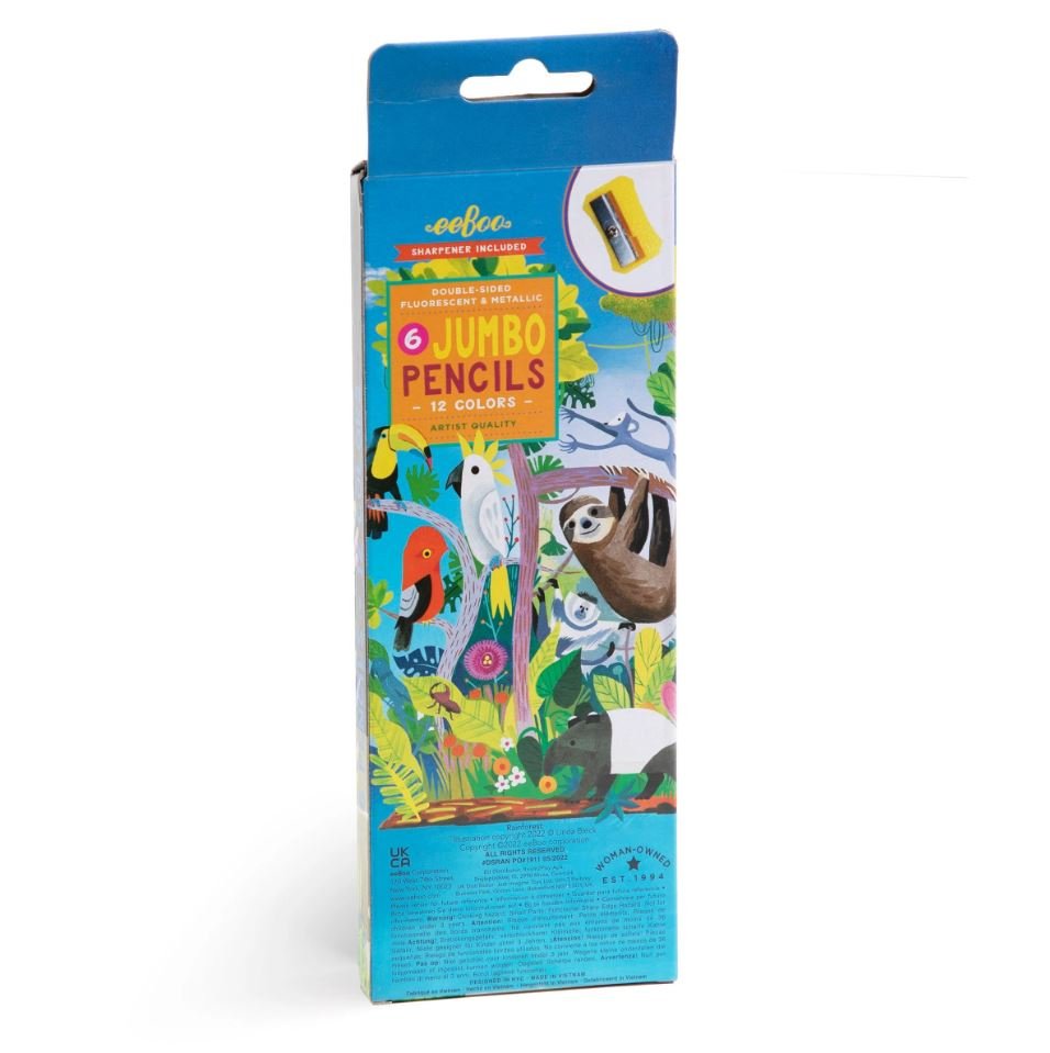 Rainforest Jumbo Metallic & Fluorescent Color Pencils - Safari Ltd®