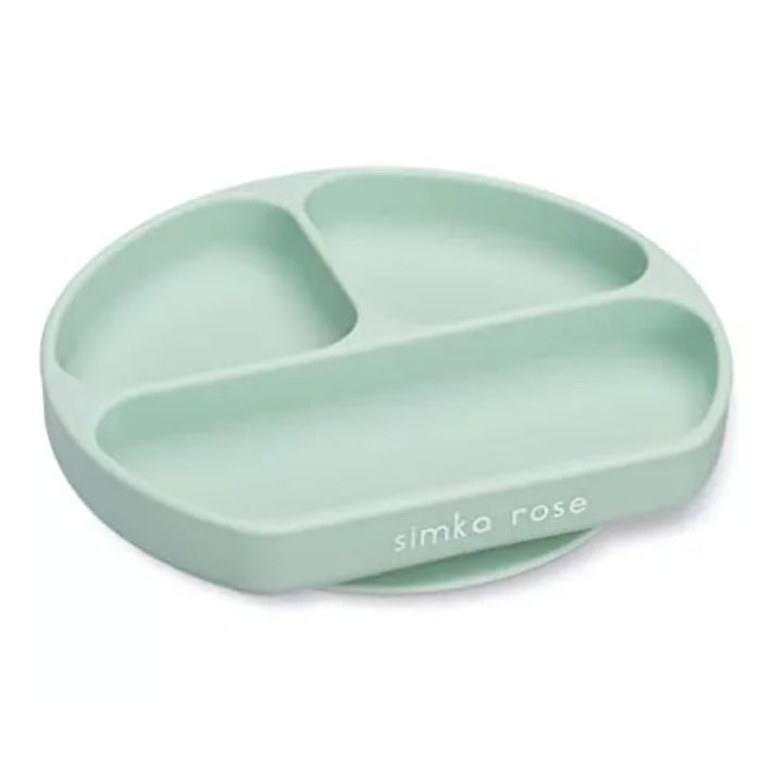 Silicone Baby Plate w/divider and suction base - Sage