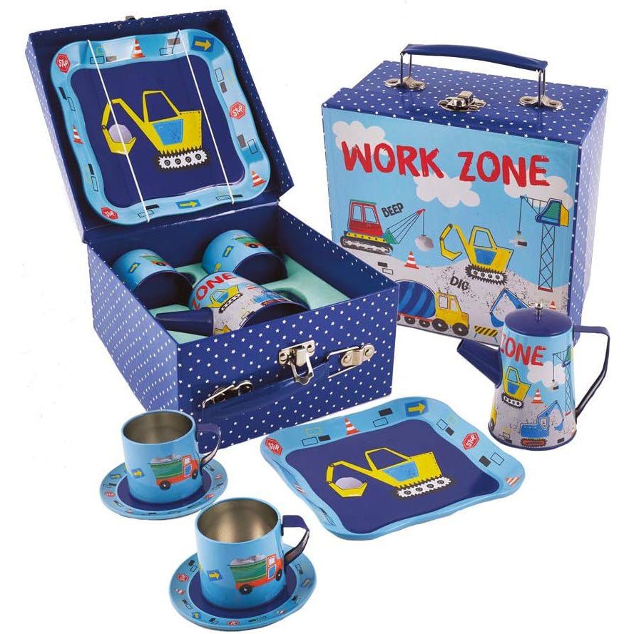 Tea Set - Construction 7 pc Tin in Square | Safari Ltd®