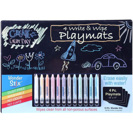 Magic Tri Stix 12 Color Washable Markers - Lasts 7 Days with Cap Off