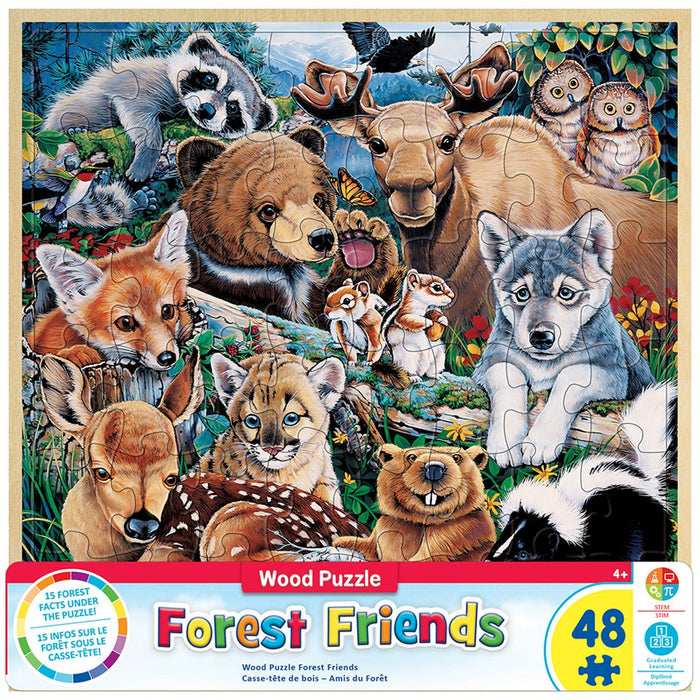 Wood Fun Facts - Forest Friends 48 pc Wood Puzzle - Safari Ltd®